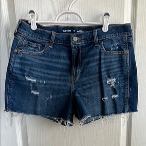 Old Navy Blue Jean Shorts Distressed Cut-Off Style - Boyfriend